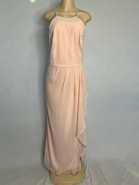 Celebrate DB Studio Blush Pink Chiffon Ruffle Maxi Bridesmaid Dress Size 20
